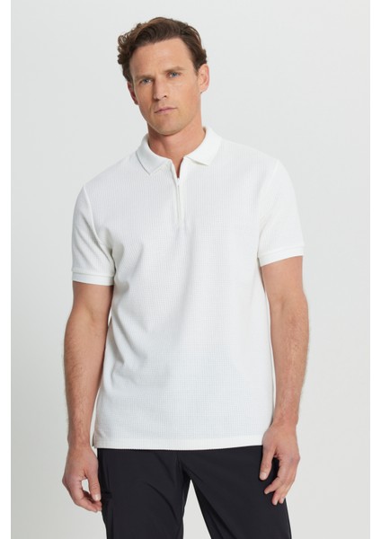 Pamuklu Slim Fit Dar Kesim Polo Yaka Jakarlı Esnek Tişört modelleri