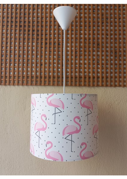 Pembe Flamingo Kumaş Kaplama Çocuk Odası Genç ve Bebek Odası Avize Aydınlatma