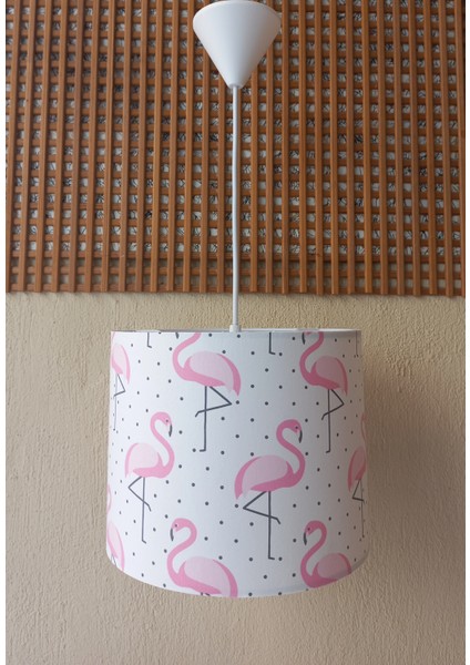 Pembe Flamingo Kumaş Kaplama Çocuk Odası Genç ve Bebek Odası Avize Aydınlatma