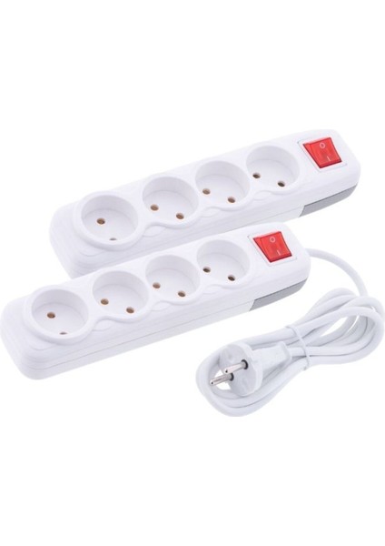 F507E 4'lü Anahtarlı Grup Priz – 10 Metre Uzatma Kablosu, Topraklı, Lara Serisi Elektrik Prizi"