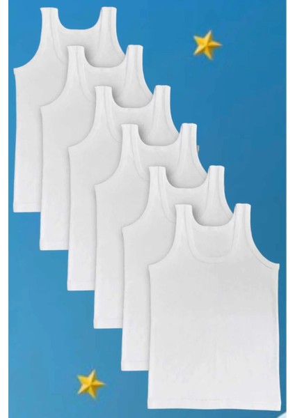 Beyaz Erkek Çocuk Penye Atlet 6 Lı Paket