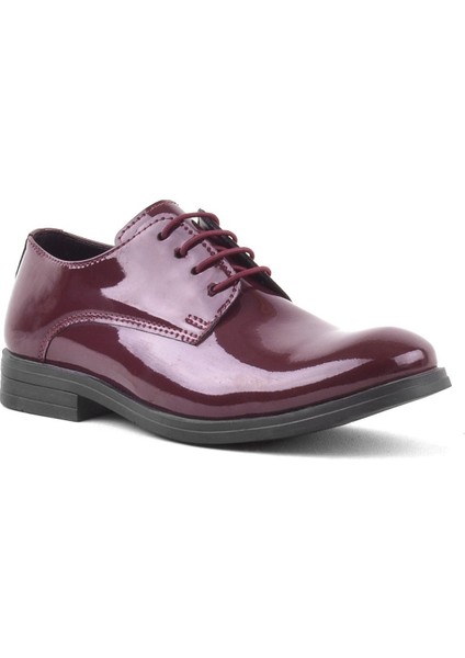 Bordo Rugan Bağcıklı Oxford Çocuk Okul Ayakkabısı