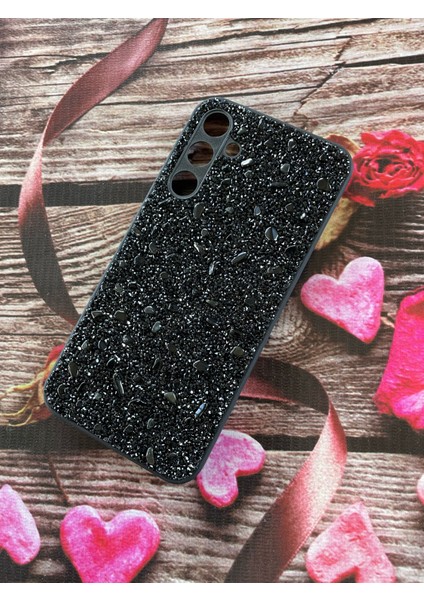 Samsung S24 Ultra - S23 Fe - A06 - A55 - A35 - A25 - A15 - A54 - A34 - A24 - Siyah Taşlı Kılıf
