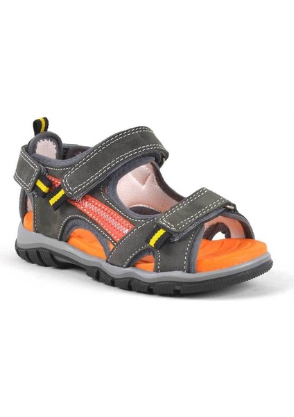 Hakiki Deri Gri Cırtlı Erkek Çocuk Outdoor Sandalet