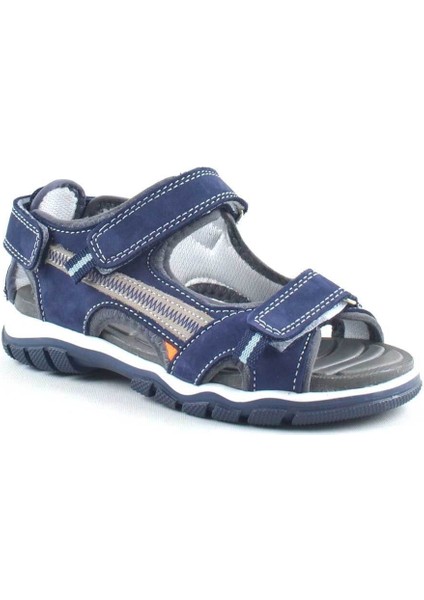 plus Deri Lacivert Cırtlı Erkek Çocuk Outdoor Sandalet