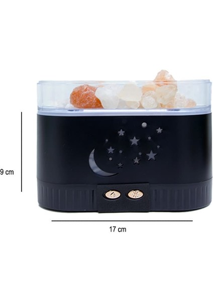 Renkli LED Tuz Kristali Hava Nemlendiricili Difüzör Siyah modelleri