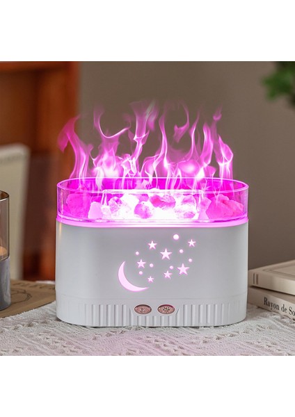 Renkli LED Tuz Kristali Hava Nemlendiricili Difüzör Beyaz