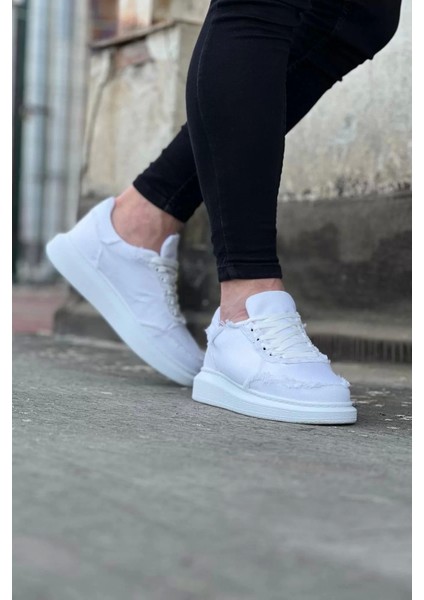 018 Beyaz Kot Kumaş Erkek Casual Ayakkabı