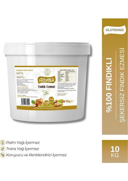Şekersiz Fındık Ezmesi 10KG %100 Fındıklı