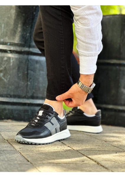 Black Bisal 1212 Hakiki Deri Erkek Sneaker Siyah