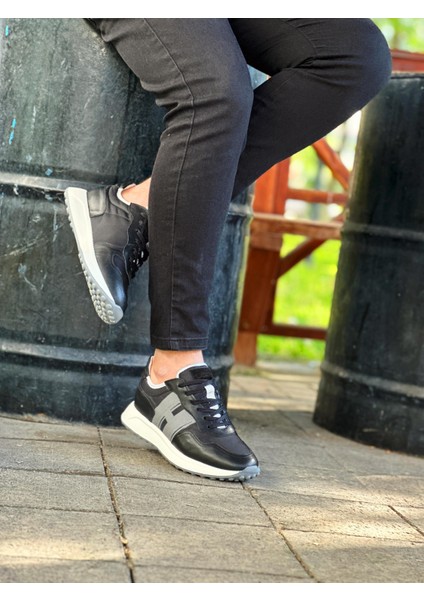 Black Bisal 1212 Hakiki Deri Erkek Sneaker Siyah