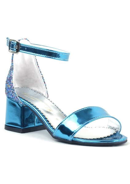 Elsa Mavi Rugan Simli Kalın Topuklu Kız Çocuk Abiye Ayakkabı fiyatları