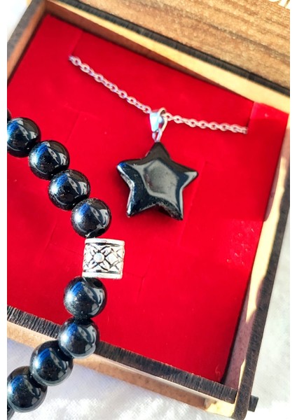 Özel Kutusunda Doğal Onix Taşı Kolye ve Bileklik Seti