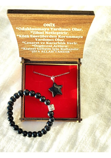 Özel Kutusunda Doğal Onix Taşı Kolye ve Bileklik Seti modelleri