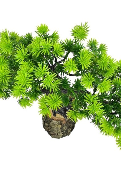 Yapay Çiçek Bonsai Ağacı Kütük Saksıda Yatık Akasya Dekoratif Yapay Ağaç Bonzai 30*20 cm