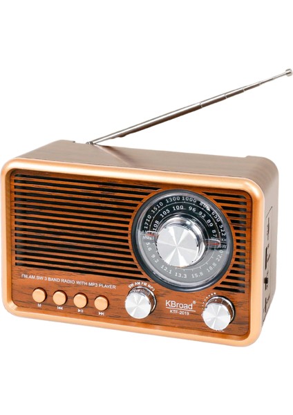 Kahverengi Nostaljik Radyo, Fm/am/sw Radyo, USB ve Tf Kart Destekli Taşınabilir Bluetooth Retro Hoparlör Tasarım Ödüllü