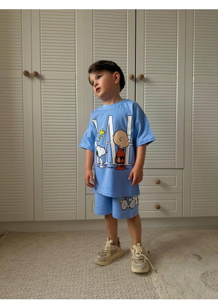 Snoopy Baskılı Şort-Tişört Yazlık Erkek Çocuk Takım fiyatları