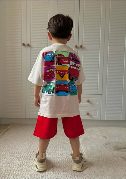 Sevimli Arabalar Baskılı Şort-Tişört Yazlık Erkek Çocuk Takım fiyatları