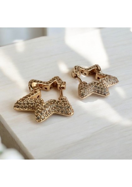 Viostar Rose Gold Yıldız Tasarım Küpe
