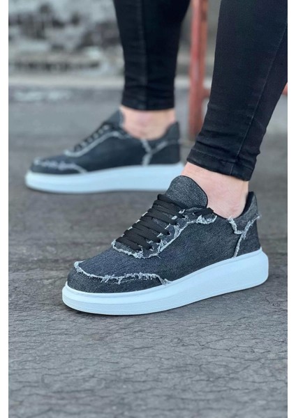 018 Gri Kot Kumaş Erkek Casual Ayakkabı