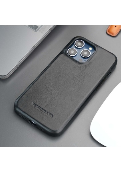 Apple iPhone 14 Pro Kılıf - El Yapımı Apple iPhone 14 Pro Deri Kılıf - Kişiselleştirilebilir Telefon Kılıfı - Siyah