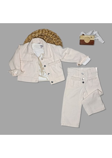 Örgü Cep Detaylı Kot 3’lü Takım