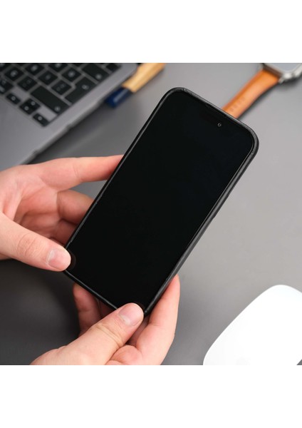 Apple iPhone 12 Pro Max Kılıf - El Yapımı Apple iPhone 12 Pro Max Deri Kılıf - Kişiselleştirilebilir Telefon Kılıfı - Siyah