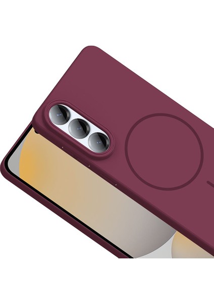 Samsung Galaxy S25 Edge ile Uyumlu Kilif ile M-Safe Sarj Özellikli Tam Koruma Sik Tasarimli Ruby Sert Kapak