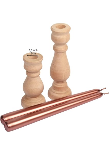 Mumluk Şamdan Ahşap Mumluk 2 Li 1258 - Ham Yağsız