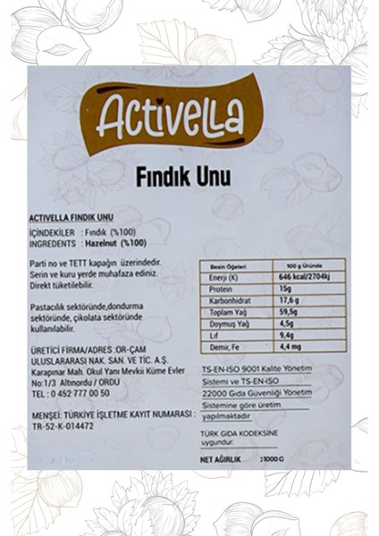 Fındık Unu 1000GR