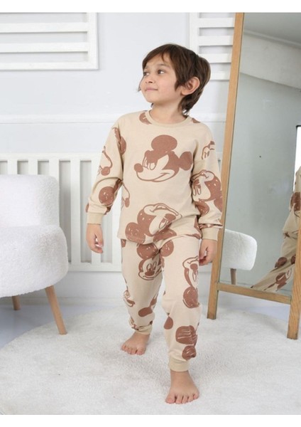 Erkek Çocuk Mikii Desenli Uzun Kollu Pijama Takımı