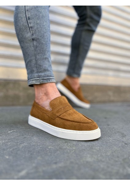 JY180 Estilo x Bağcıksız Süet Erkek Günlük Spor Klasik Ayakkabı Sbt - Taba