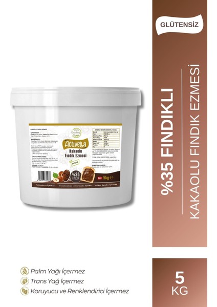 Kakaolu Fındık Ezmesi 5kg %35 Fındıklı