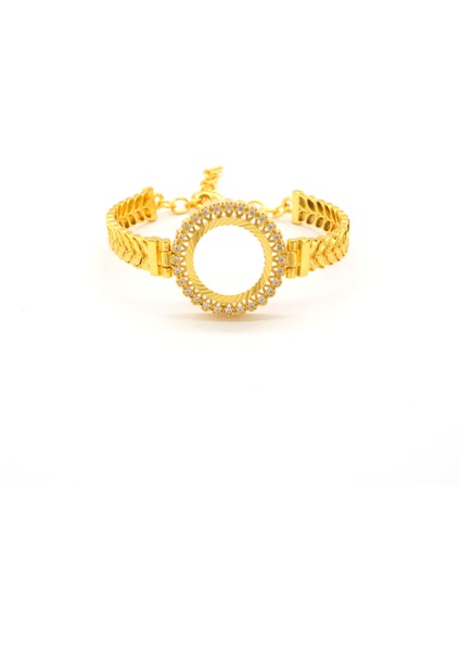 Çeyrek Altın Çerçeve Bileklik Çelik Altın Kaplama Arpa MODEL-BLZ-642