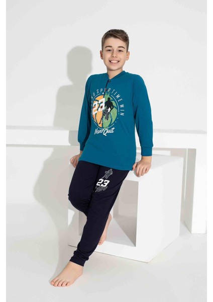 Erkek Çocuk Basketbol Desenli Uzun Kollu Pijama Takımı fiyatları