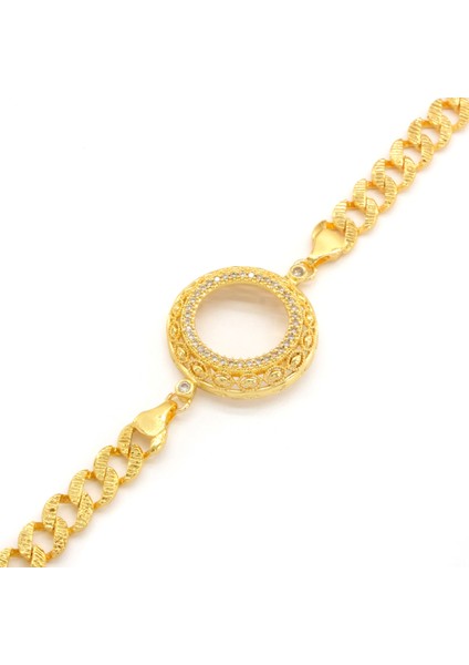 Çeyrek Altın Çerçeve Bileklik Çelik Altın Kaplama Işlemeli Figaro Model BLK-1114 fiyatları