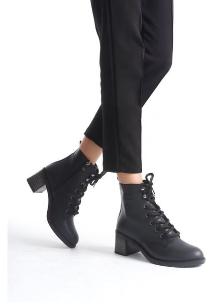 Lena Bağcıklı Fermuarlı Ortopedik Taban Topuklukadın Bot St - Siyah fiyatları