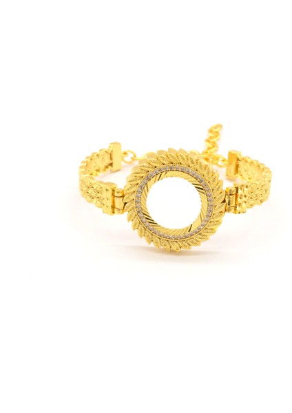 Çeyrek Altın Çerçeve Bileklik Çelik Altın Kaplama Işlemeli Model BLZ-638