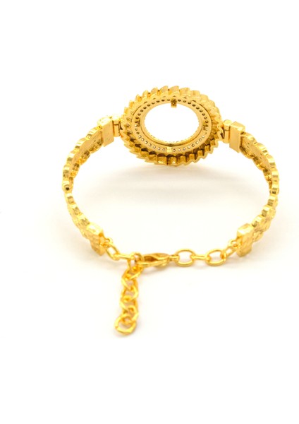 Çeyrek Altın Çerçeve Bileklik Çelik Altın Kaplama Işlemeli Model BLZ-638 fırsatları