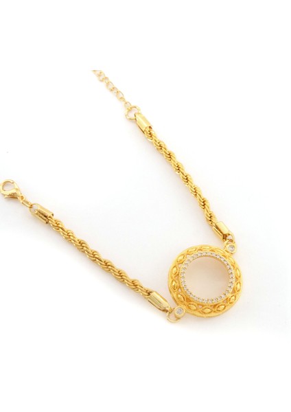 Çeyrek Altın Çerçeve Bileklik Çelik Altın Kaplama Işlemeli Burgu Model BLK-1075