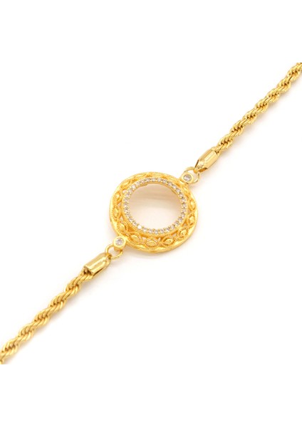 Çeyrek Altın Çerçeve Bileklik Çelik Altın Kaplama Işlemeli Burgu Model BLK-1075 fiyatları