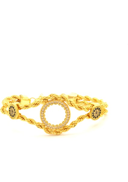 Çeyrek Altın Çerçeve Bileklik Çelik Altın Kaplama Nazar Boncuklu Model BLK-1067 fiyatları