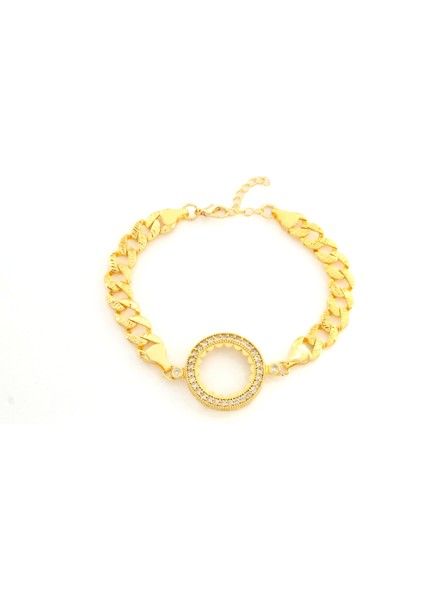 Çeyrek Altın Çerçeve Bileklik Çelik Altın Kaplama Figaro Model BLK-1078