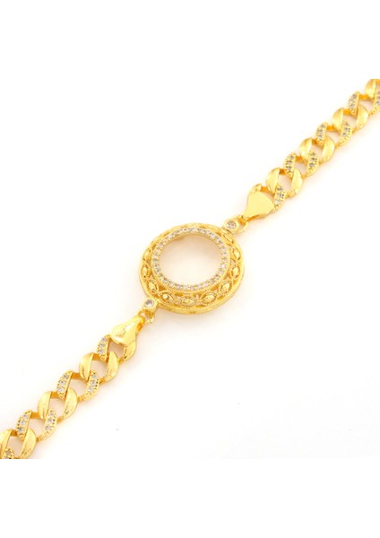 Çeyrek Altın Çerçeve Bileklik Çelik Altın Kaplama Işlemeli Figaro Model BLK-1085 fiyatları