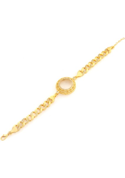Çeyrek Altın Çerçeve Bileklik Çelik Altın Kaplama Işlemeli Figaro Model BLK-1085 modelleri