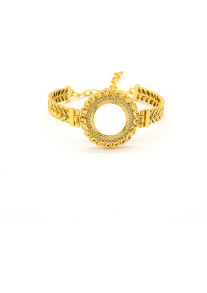 Çeyrek Altın Çerçeve Bileklik Çelik Altın Kaplama Arpa MODEL-BLZ-637