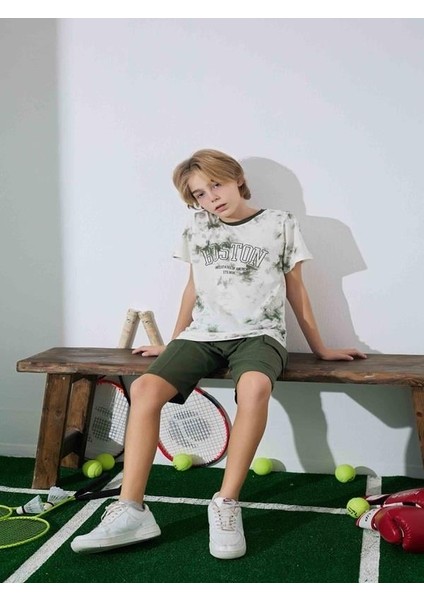 Erkek Çocuk Yeşil Desenli Şortlu Pijama Takımı fiyatları