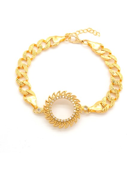 Çeyrek Altın Çerçeve Bileklik Çelik Altın Kaplama Güneş Figaro Model BLK-1116