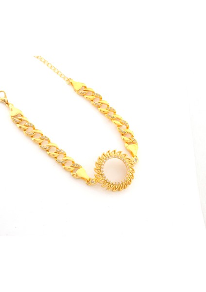 Çeyrek Altın Çerçeve Bileklik Çelik Altın Kaplama Figaro Güneş Model BLK-1097