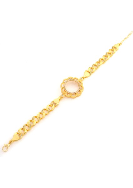 Çeyrek Altın Çerçeve Bileklik Çelik Altın Kaplama Çiçek Figaro Model BLK-1092 modelleri